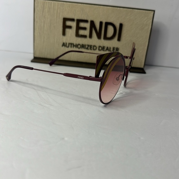 💯 - New Authentic Fendi FF 0215/s 00l9- X4 Burgundy Cat Eye Sunglasses - Picture 10 of 17